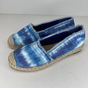 Nine West Maybe 2 TieDye Canvas SlipOn Sandals Womens Size 7.5 Espadrilles Shoes